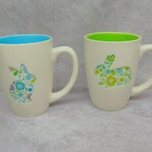 Only at Hallmark Ceramic Cup Embossed Easter Bunny Mugs two 12 oz Cups